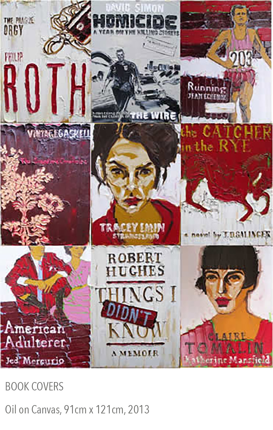 2013 oil painting called Book Covers